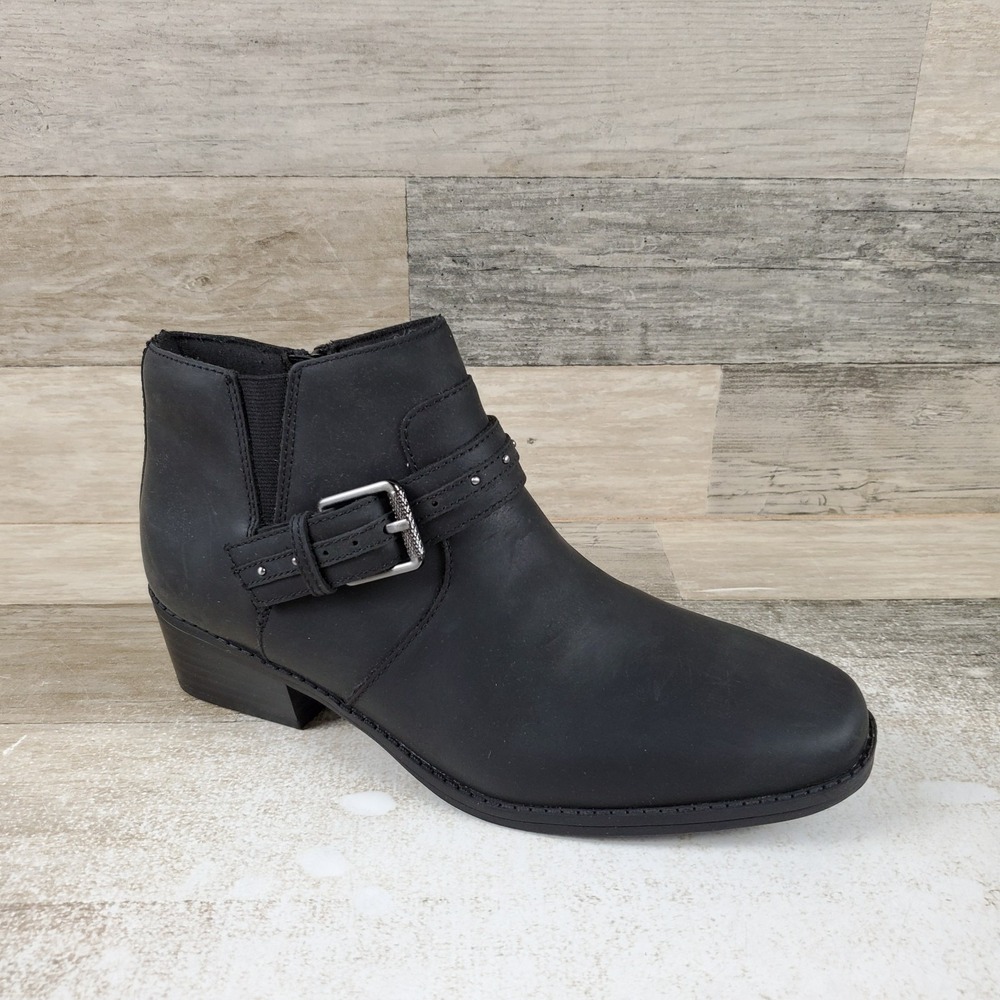 Clarks Danyelle Wish Womens Ankle Boots Sz 7.5 M Black Block Heel Side Zipper